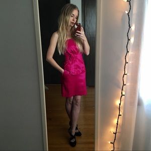 Strapless Magenta Evening Dress